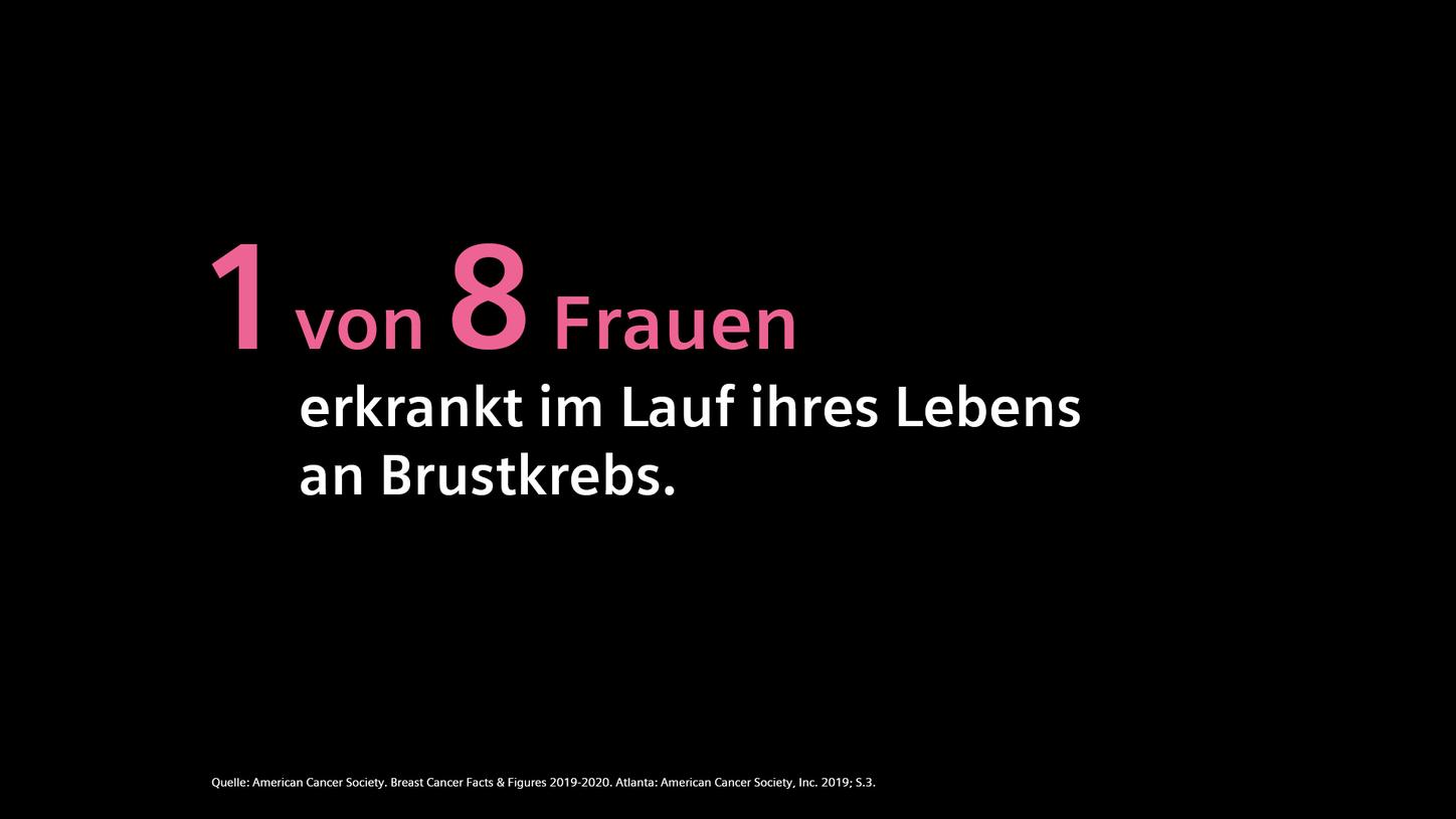 breast cancer awareness 1 von 8 Frauen erkrankt im Laufe ihres Lebens an Brustkrebs.