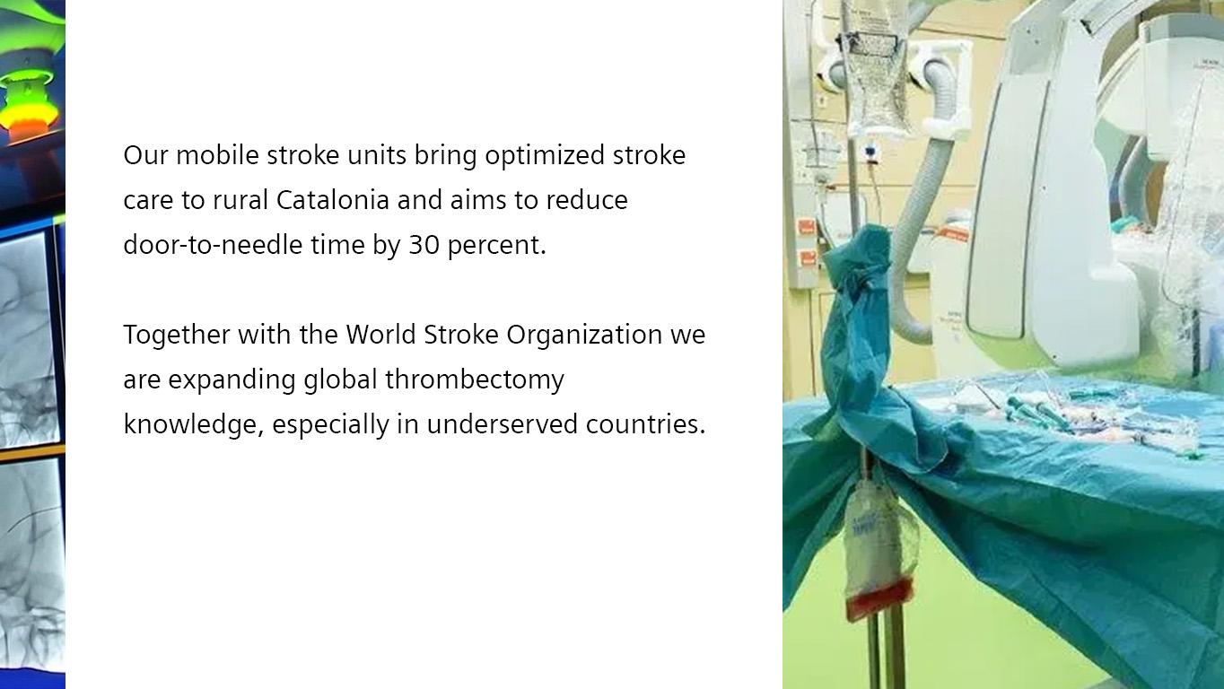 Text on image informing about how the mobile stroke unit of Siemens Healthineers optimizes stroke care in rural areas.