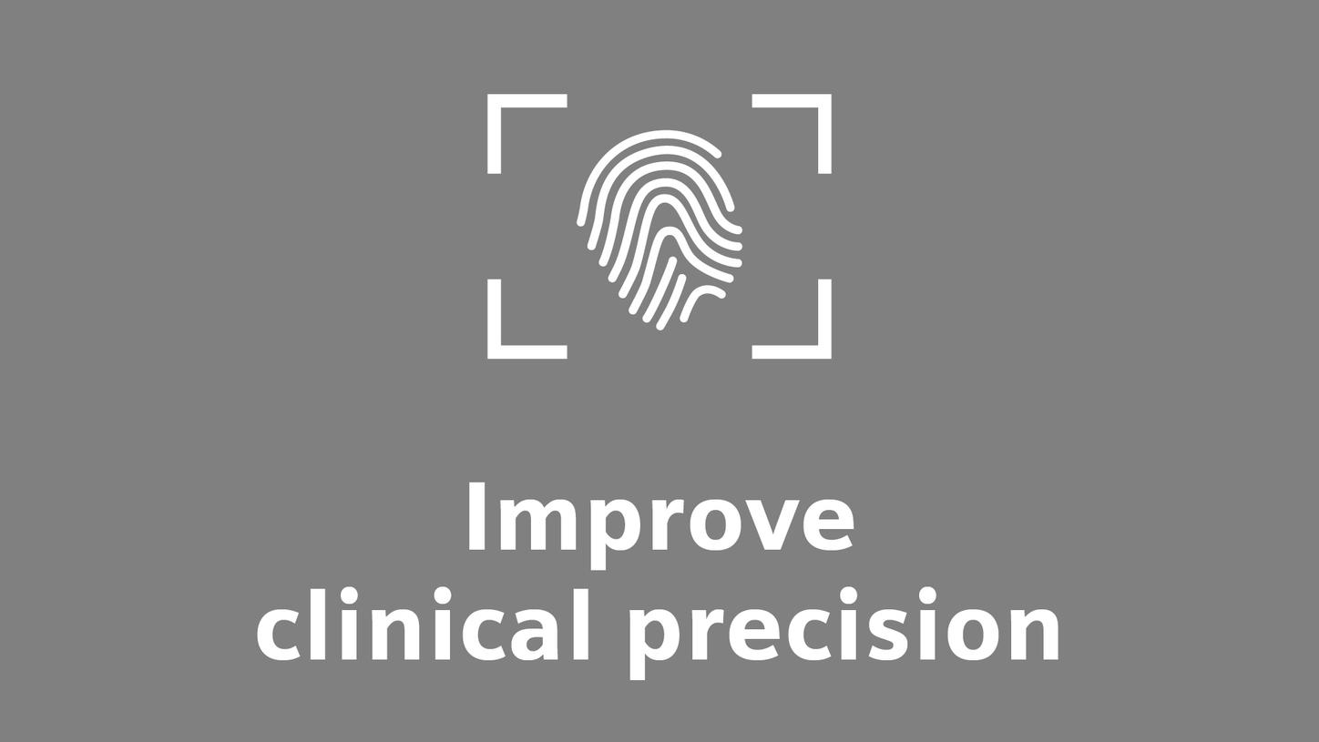 AI in radiology - Graphic with text stating 'Improve clinical precision' - back side