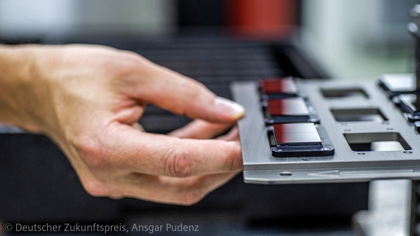 Close-up of sensor boards in the production mount