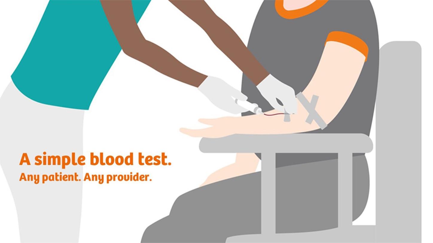 illustration of a phlebotomist taking a patient's blood
